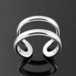 Sterling silver 925 double band ring high mirror polish close up