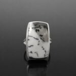 Dendritic agate ring one of a kind oblong sterling silver handmade size M