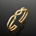 Gold cuff bracelet infinity design 14ct gold plated sterling silver Scandinavian adjustable