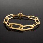 Bold gold plated sterling silver 925 chain links mirrored finish chunky bracelet close up