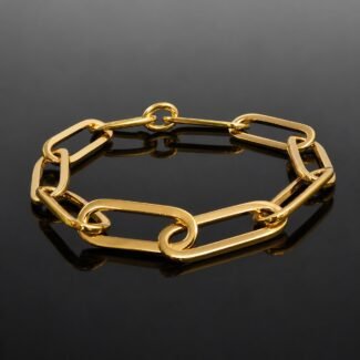 Chunky chain bracelet 14ct gold plated sterling silver mirrored finish Scandinavian