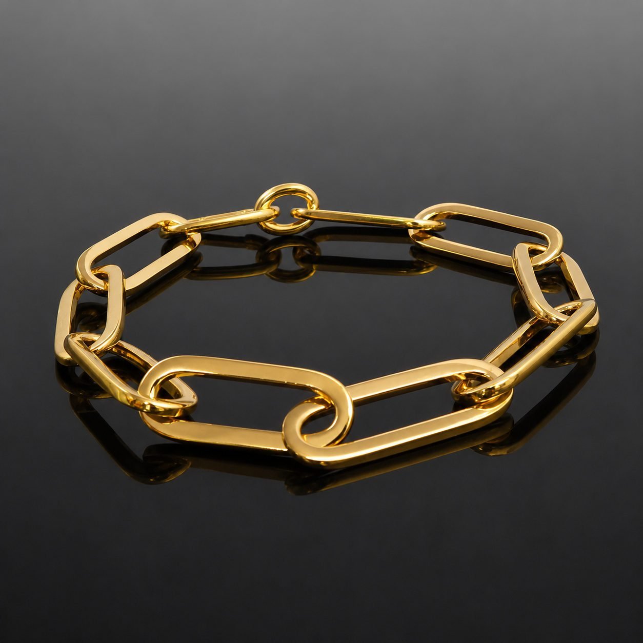 gold_chain_bracelet_handmade_jewellery_uk_moon_jewellery Chunky chain bracelet 14ct gold plated sterling silver mirrored finish Scandinavian