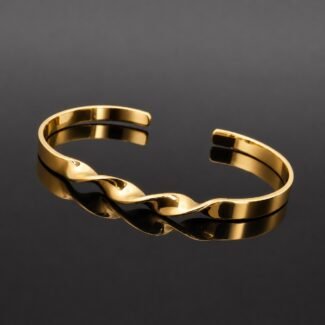 Twisted cuff bracelet 14ct gold plated sterling silver minimalist adjustable Scandinavian