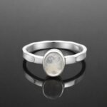 Moonstone ring Sri Lankan oval textured sterling silver mirrored finish handmade