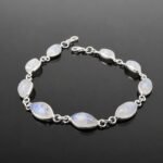 Moonstone bracelet Sri Lankan sterling silver handmade classic setting 17cm