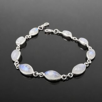 Moonstone bracelet Sri Lankan sterling silver handmade classic setting 17cm