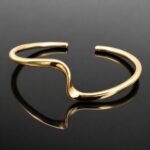 Wave cuff bracelet 14ct gold plated sterling silver mirrored finish adjustable Scandinavian