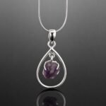 Rough amethyst necklace claw set movable silver frame mirrored finish one of a kind