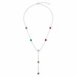 Multi gemstone necklace sterling silver 925 seven stones
