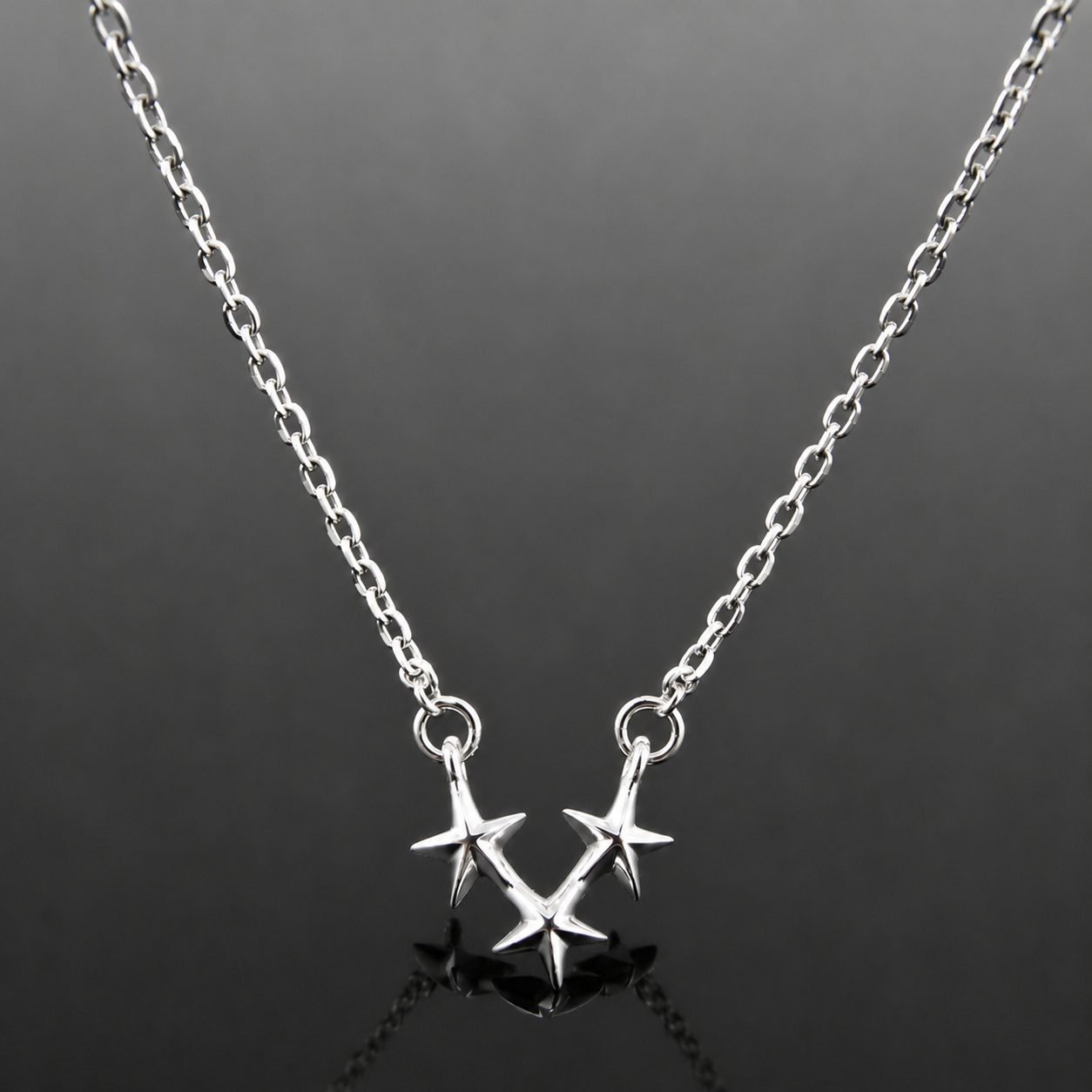 Star constellation necklace three stars mirrored sterling silver Mojo collection Durham