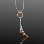 Amber tassel necklace cognac Baltic amber mirrored sterling silver