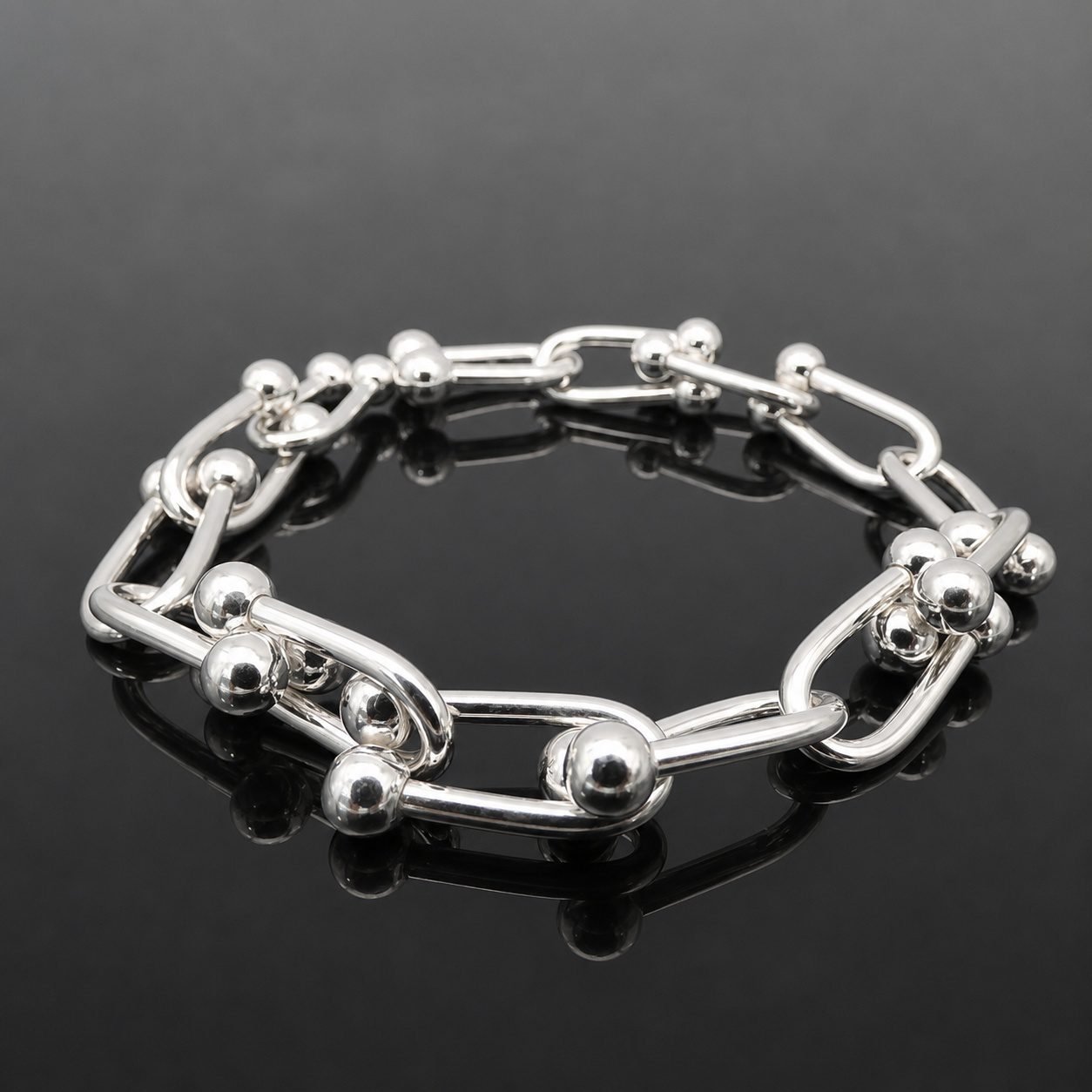 Peppercorn bracelet chunky sterling silver 925 mirrored finish substantial handmade