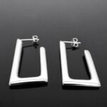 Square hoop earrings chunky sterling silver 925 mirrored finish geometric Scandinavian