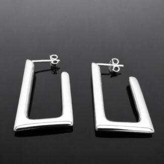 Square hoop earrings chunky sterling silver 925 mirrored finish geometric Scandinavian