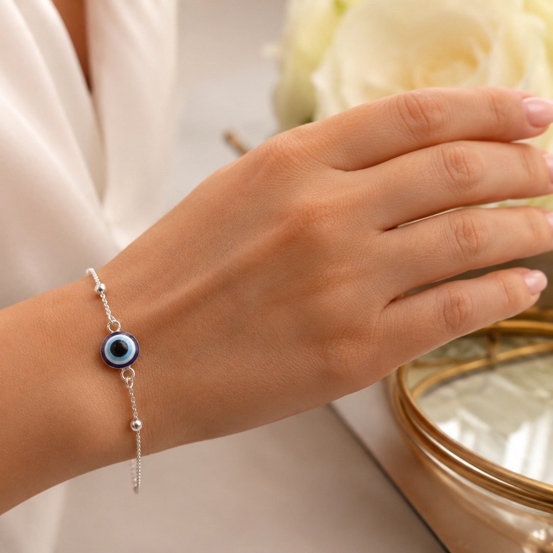 Sterling silver evil eye charm bracelet Mojo collection