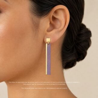 Lightweight titanium drop earrings worn 62mm pink gold statement Polish designer