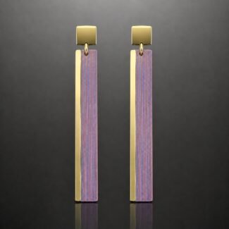 Titanium drop earrings pink gold Polish designer minimalist 62mm lightweight statement