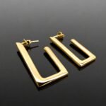 Gold square hoop earrings 14ct gold plated sterling silver chunky geometric Scandinavian