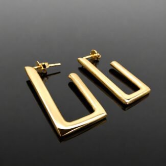 Gold square hoop earrings 14ct gold plated sterling silver chunky geometric Scandinavian