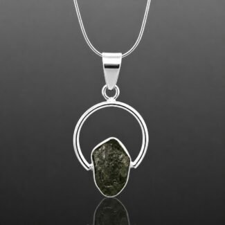 Green tourmaline necklace rough stone mirrored silver diamond chain one of a kind handmade