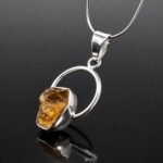 Irregular rough citrine natural crystal in mirrored sterling silver 925