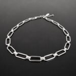 Paperclip chain necklace sterling silver 925 mirrored finish Scandinavian 40cm