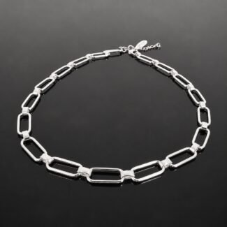 Paperclip chain necklace sterling silver 925 mirrored finish Scandinavian 40cm