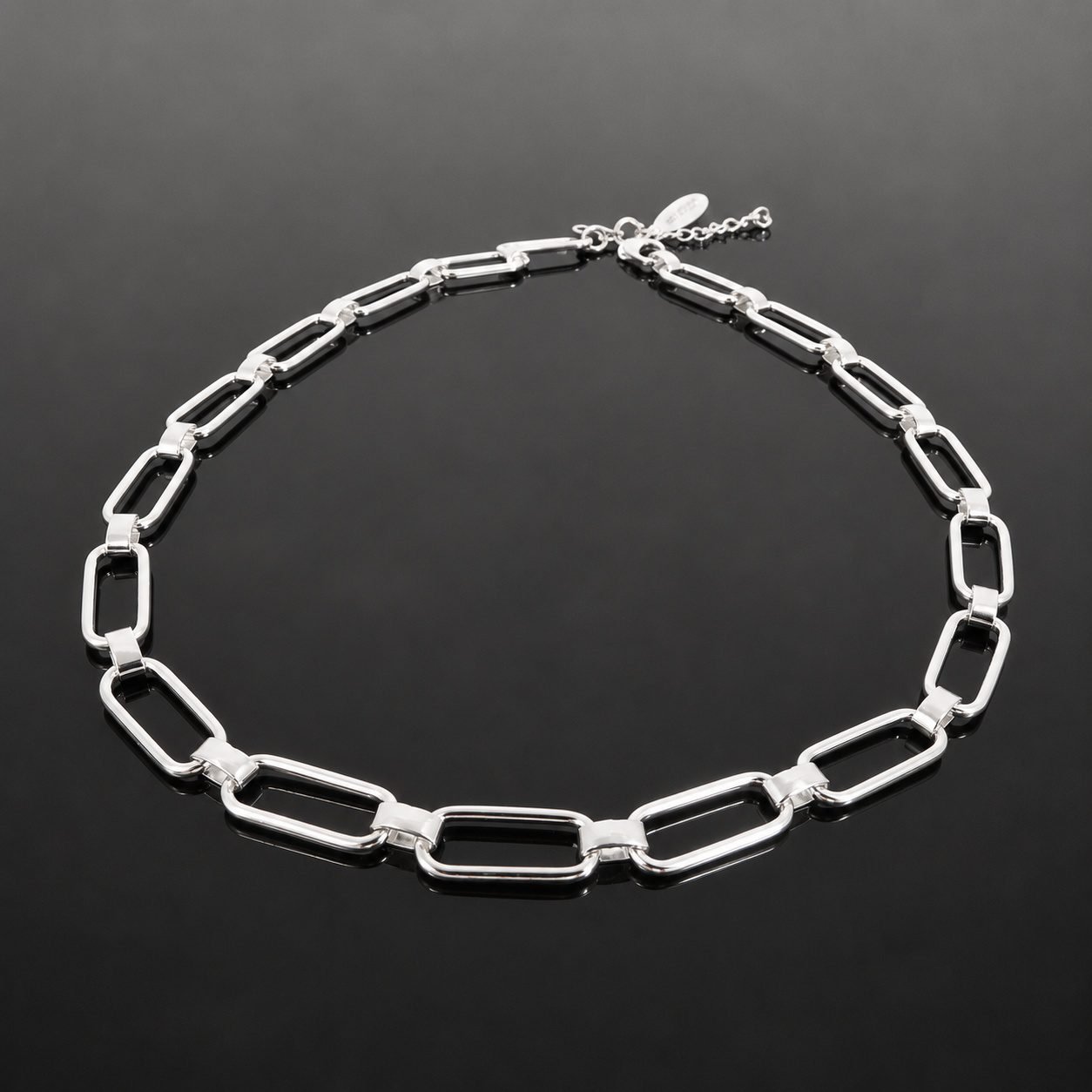 Paperclip chain necklace sterling silver 925 mirrored finish Scandinavian 40cm