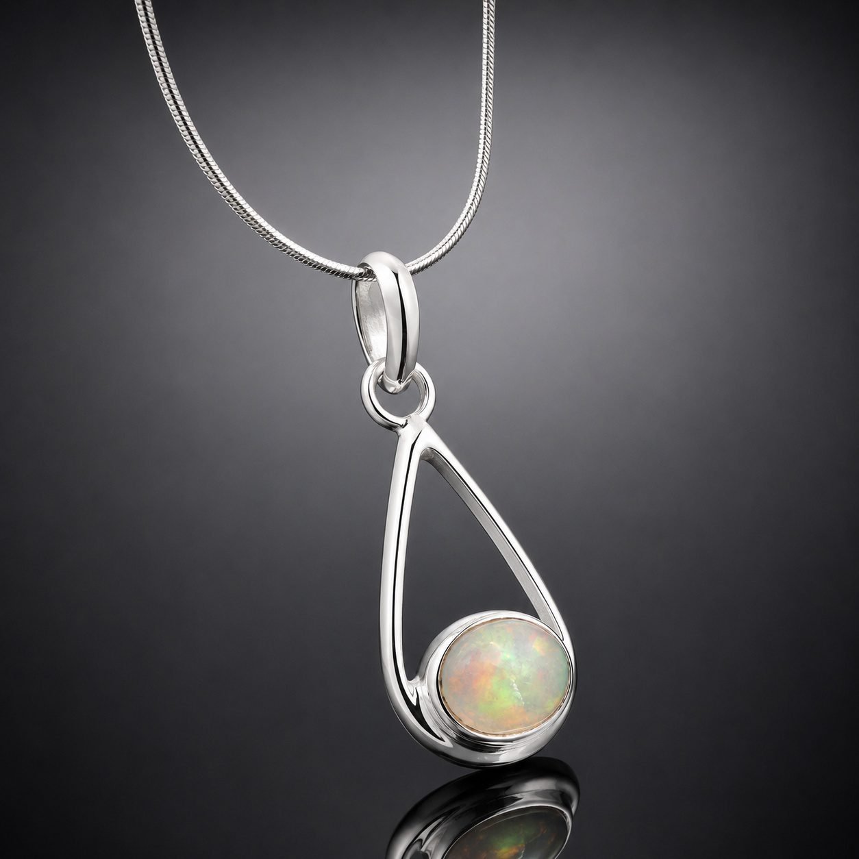 Ethiopian opal pendant necklace sterling silver 925