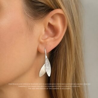 Oxidised grey petal and satin finish silver petal sterling silver 925 drop earring