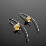 origami flower sterling silver earrings