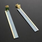 Green titanium earrings gold plated silver