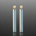 Green titanium earrings gold Polish designer minimalist 62mm lightweight statement oblong drop