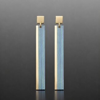 Green titanium earrings gold Polish designer minimalist 62mm lightweight statement oblong drop