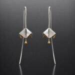 Origami earrings two tone gold plated oxidised silver Japanese flower design